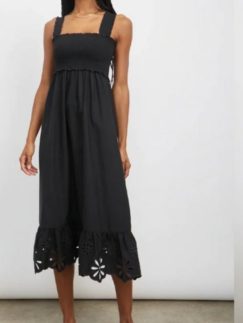 Rails Elegant Rumi Black Midi Dress S Charcoal Black Eyelet